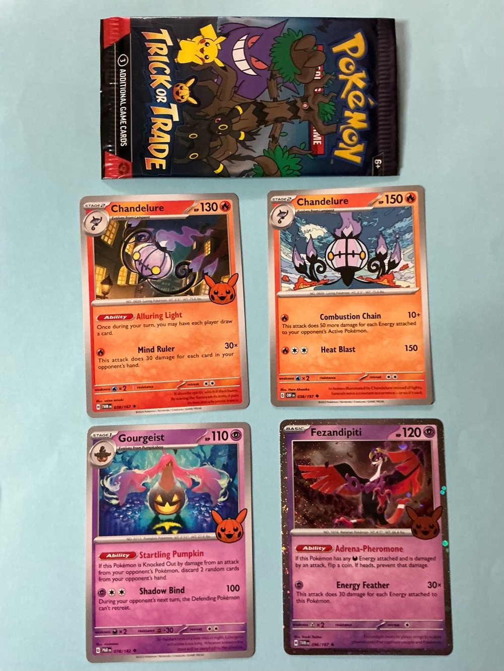 Orange Stamp Pikachu Trick or Trade Card Set